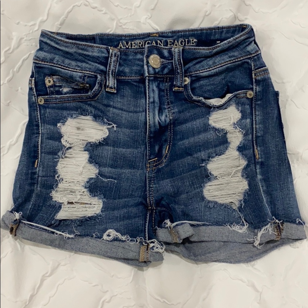 american eagle ripped jean shorts